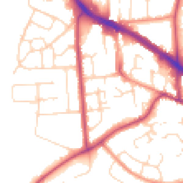 Daytime road noise heatmap for LE2 5HJ