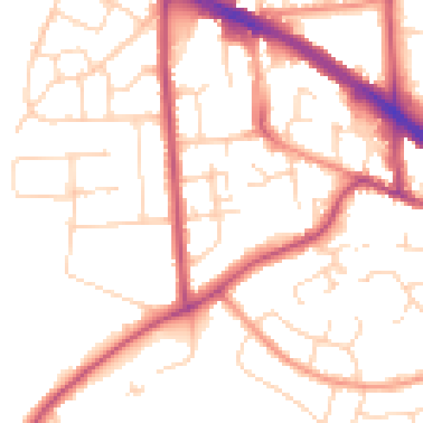 Daytime road noise heatmap for LE2 5HN