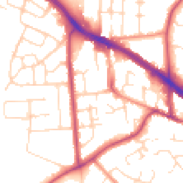 Daytime road noise heatmap for LE2 5JH