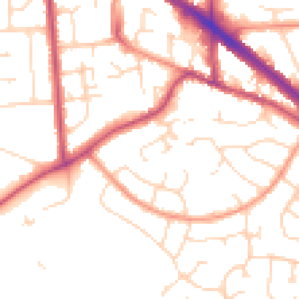 Daytime road noise heatmap for LE2 5QL
