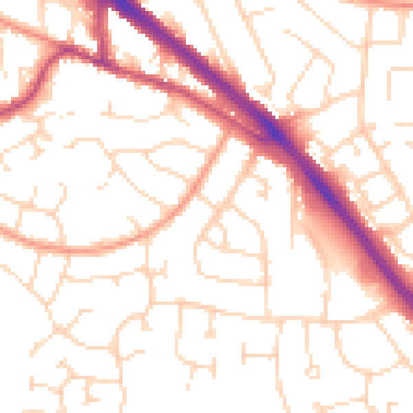 Daytime road noise heatmap for LE2 5RA