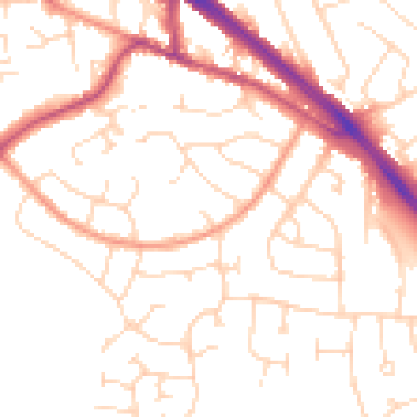 Daytime road noise heatmap for LE2 5RB