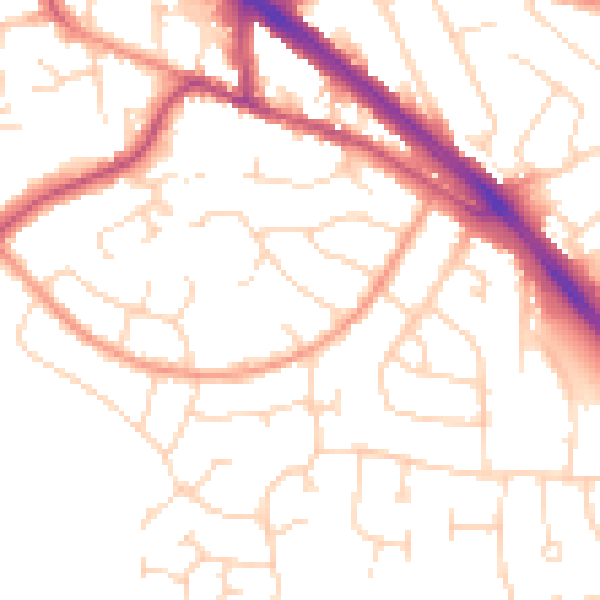 Daytime road noise heatmap for LE2 5RE