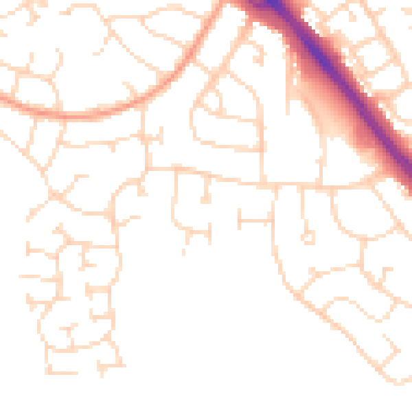Daytime road noise heatmap for LE2 5TA