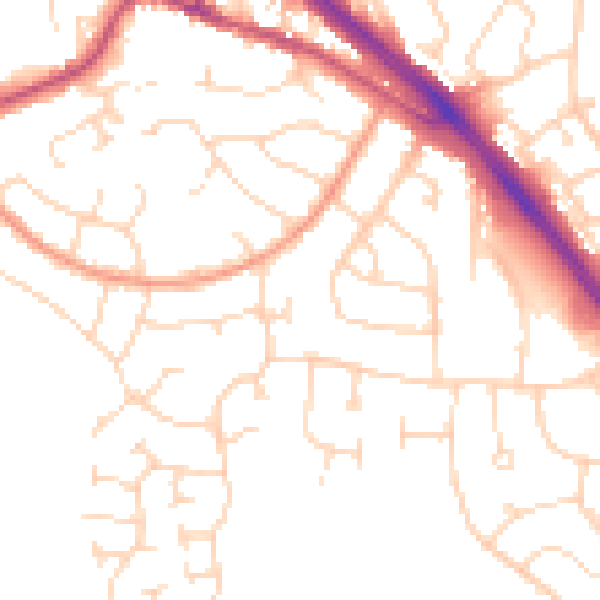 Daytime road noise heatmap for LE2 5TG