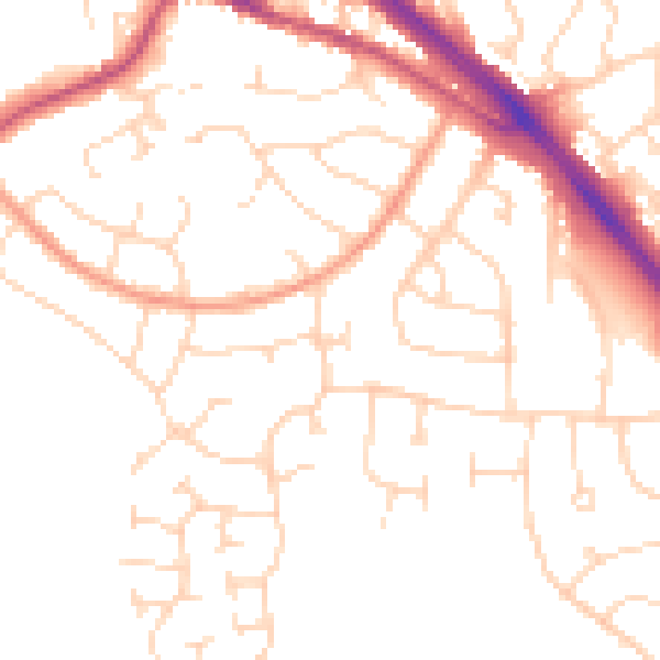 Daytime road noise heatmap for LE2 5UE