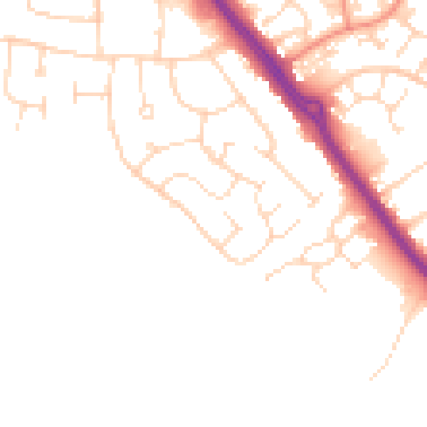 Daytime road noise heatmap for LE2 5UQ