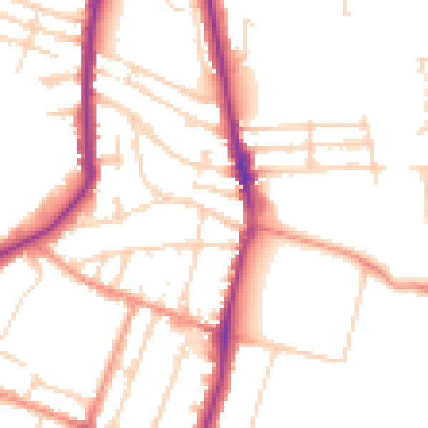Daytime road noise heatmap for LE2 8AT