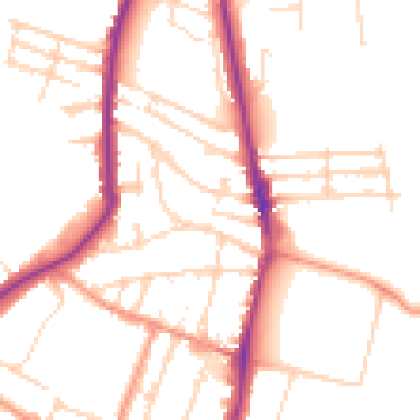 Daytime road noise heatmap for LE2 8AW