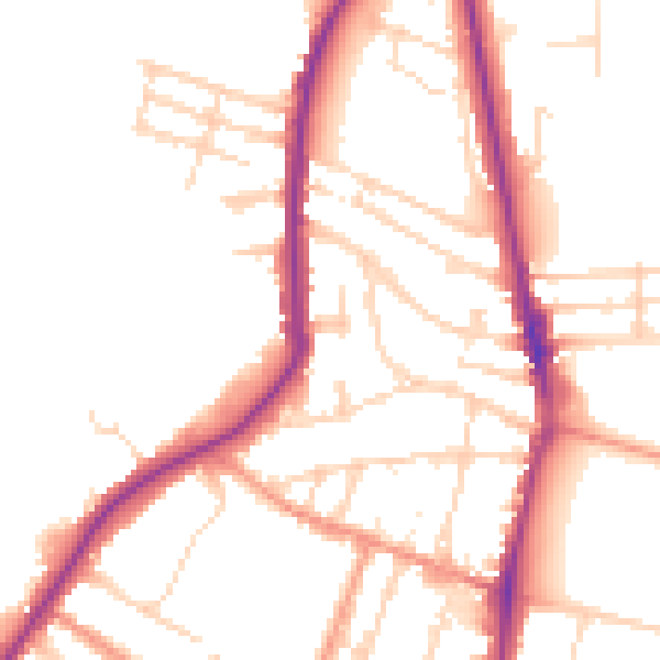 Daytime road noise heatmap for LE2 8AX