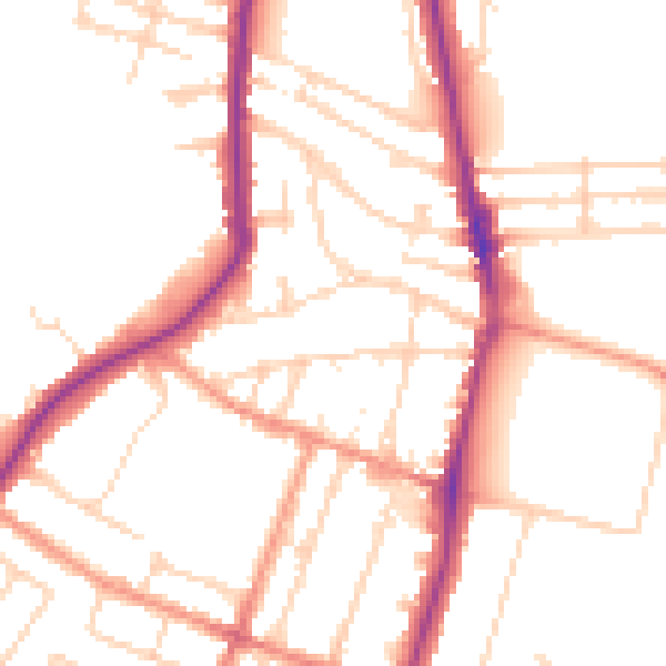 Daytime road noise heatmap for LE2 8BN