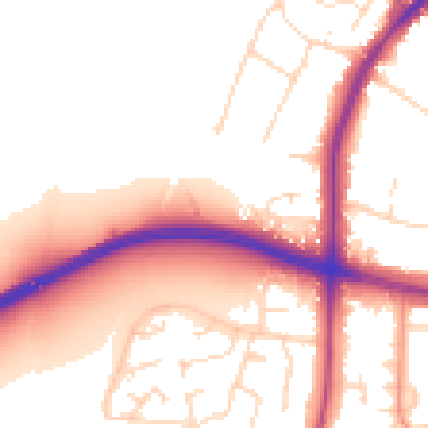 Daytime road noise heatmap for LE2 8BY