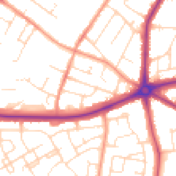 Daytime road noise heatmap for LE2 8DD