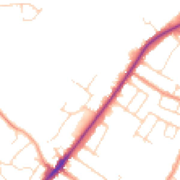Daytime road noise heatmap for LE2 8DR