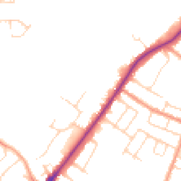 Daytime road noise heatmap for LE2 8DX
