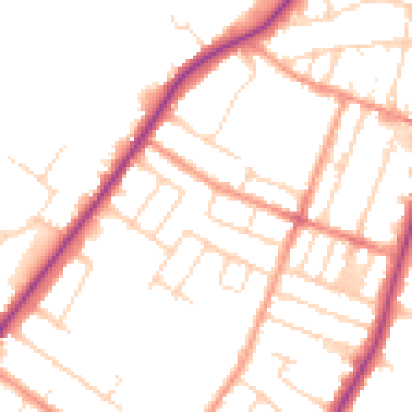 Daytime road noise heatmap for LE2 8EA