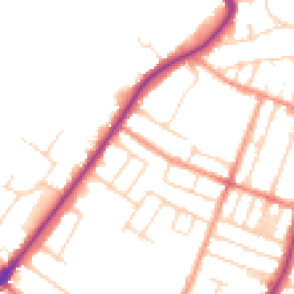 Daytime road noise heatmap for LE2 8EG