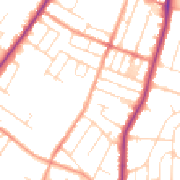 Daytime road noise heatmap for LE2 8FH