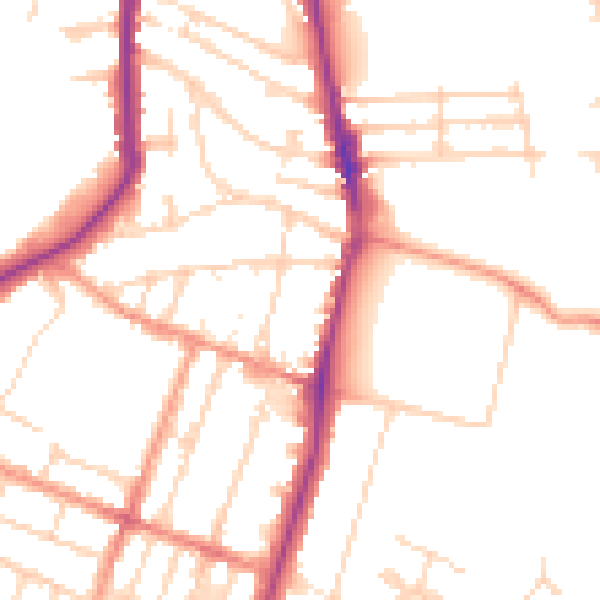 Daytime road noise heatmap for LE2 8FP