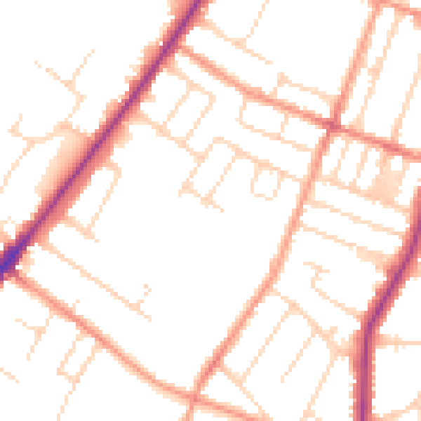 Daytime road noise heatmap for LE2 8HB