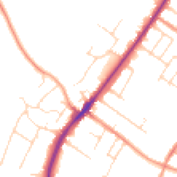 Daytime road noise heatmap for LE2 8LB
