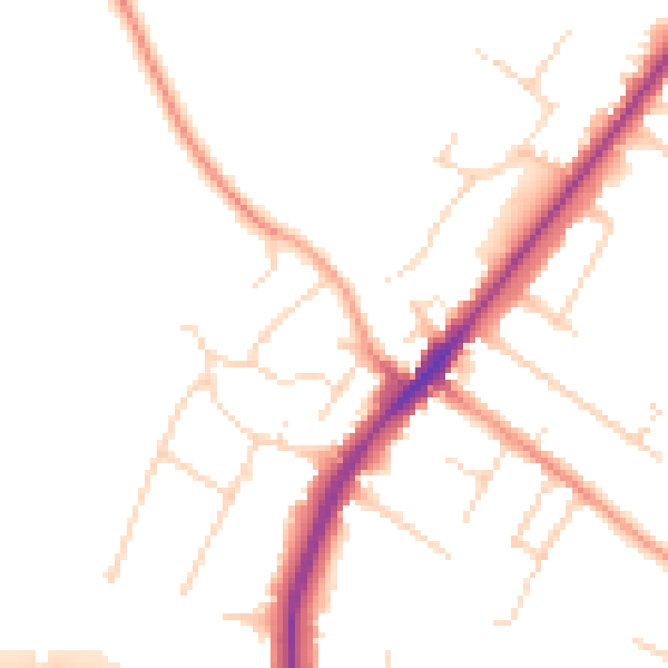 Daytime road noise heatmap for LE2 8LF