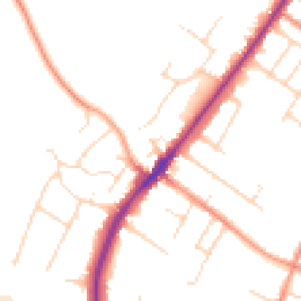 Daytime road noise heatmap for LE2 8LH