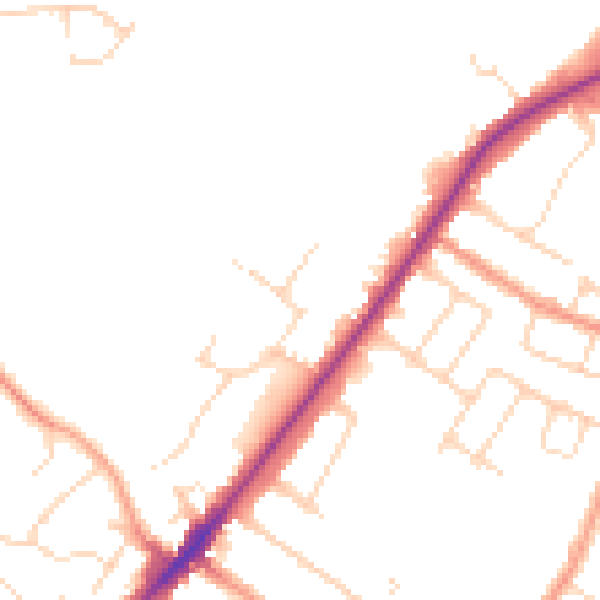 Daytime road noise heatmap for LE2 8LX