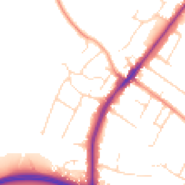 Daytime road noise heatmap for LE2 8LY