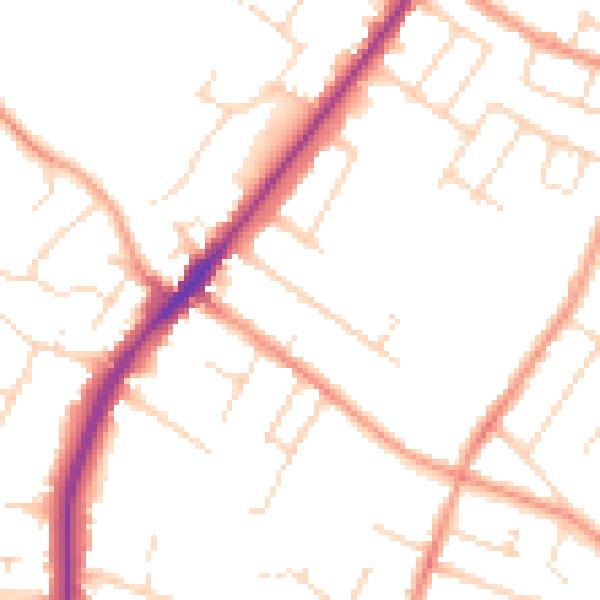 Daytime road noise heatmap for LE2 8PB