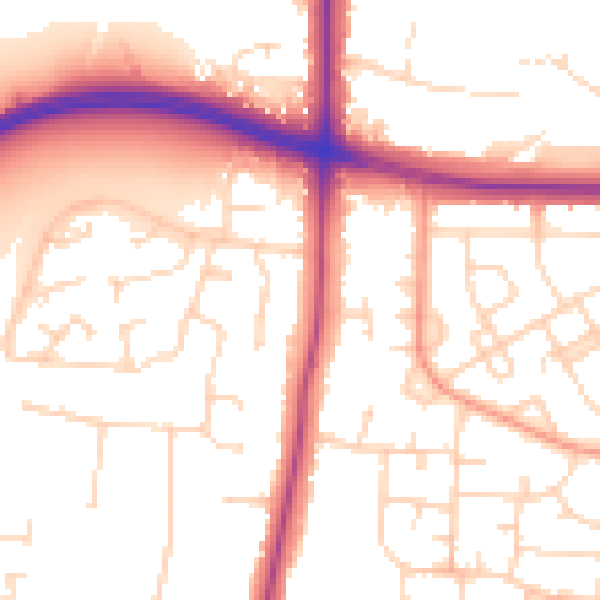 Daytime road noise heatmap for LE2 8PL