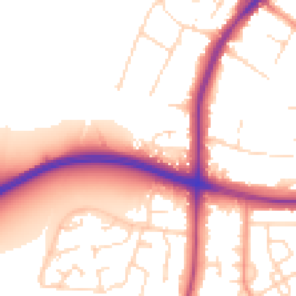 Daytime road noise heatmap for LE2 8PY