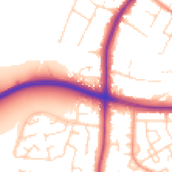 Daytime road noise heatmap for LE2 8PZ