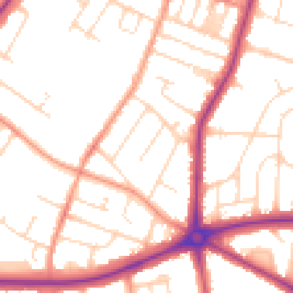 Daytime road noise heatmap for LE2 8QJ