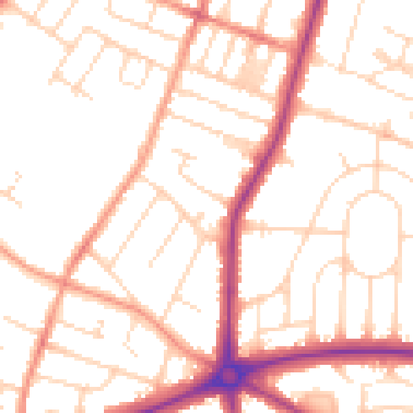 Daytime road noise heatmap for LE2 8QW