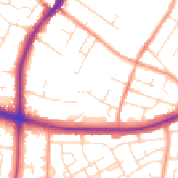 Daytime road noise heatmap for LE2 8SR