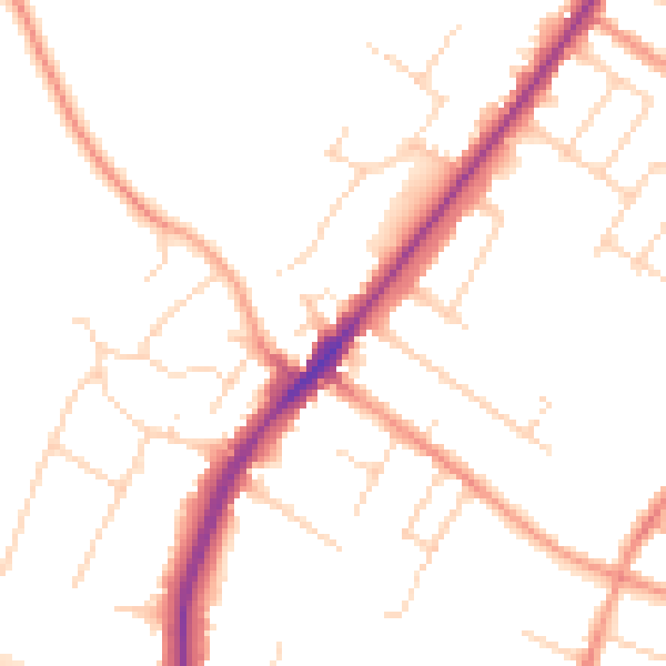 Daytime road noise heatmap for LE2 8TG