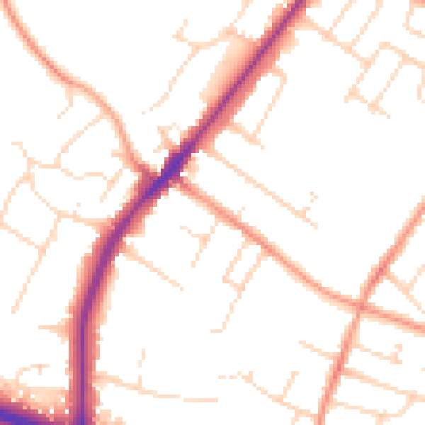 Daytime road noise heatmap for LE2 8TH