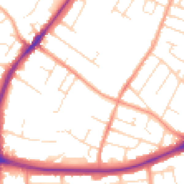 Daytime road noise heatmap for LE2 8TJ