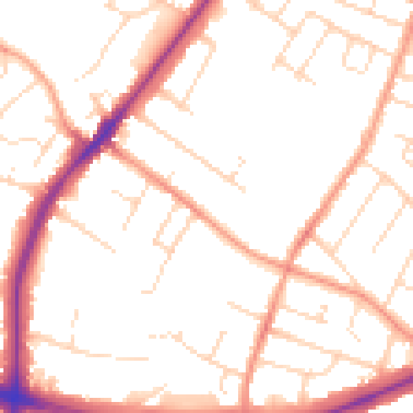 Daytime road noise heatmap for LE2 8TN