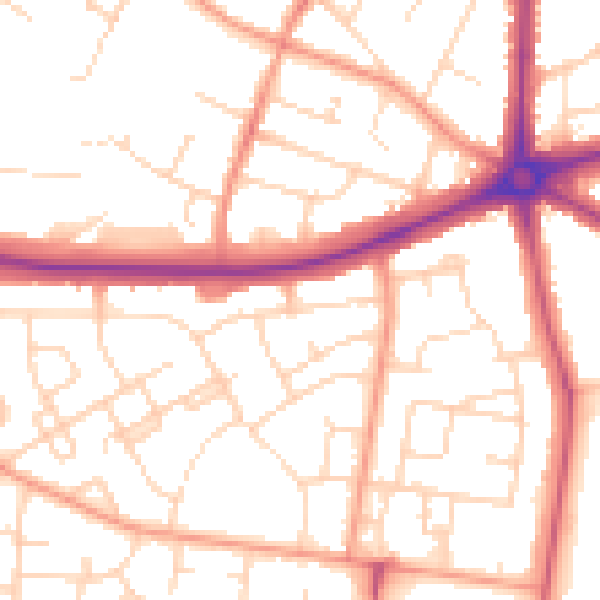 Daytime road noise heatmap for LE2 9AB