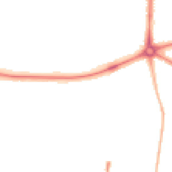Night-time road noise heatmap for LE2 9AB