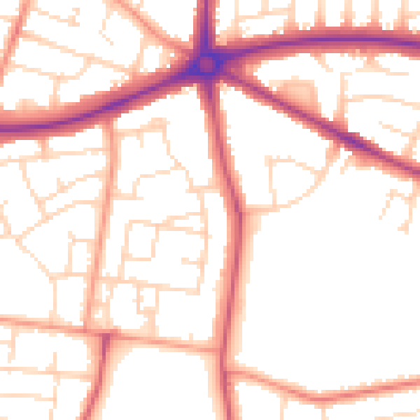 Daytime road noise heatmap for LE2 9BB