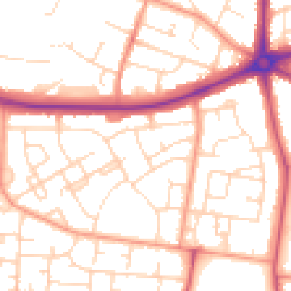 Daytime road noise heatmap for LE2 9BH