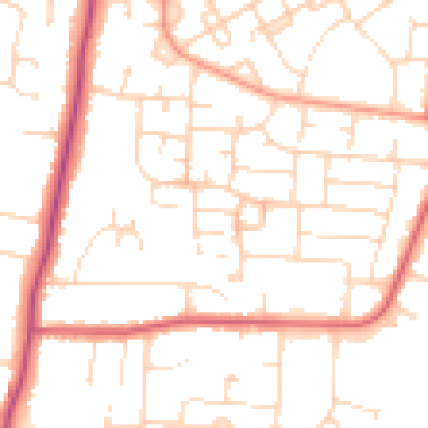 Daytime road noise heatmap for LE2 9GL
