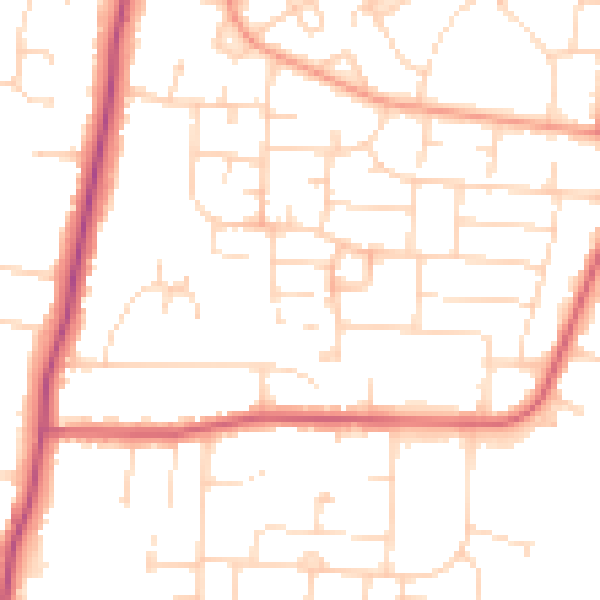 Daytime road noise heatmap for LE2 9GP