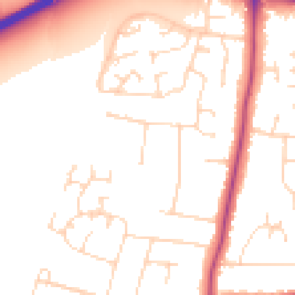Daytime road noise heatmap for LE2 9HA