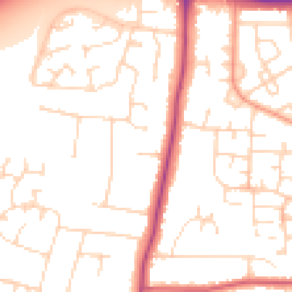 Daytime road noise heatmap for LE2 9HZ
