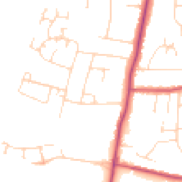 Daytime road noise heatmap for LE2 9JB