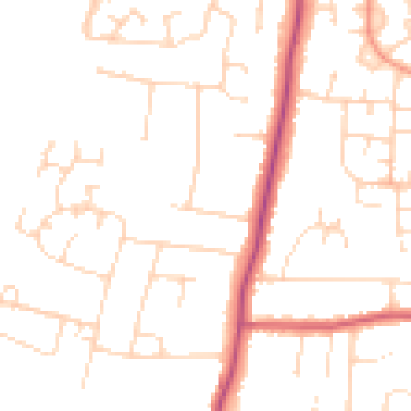Daytime road noise heatmap for LE2 9JE